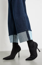 Length Denim Culottes with a Wide Leg