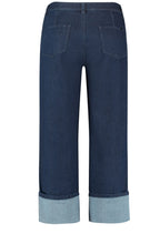 Length Denim Culottes with a Wide Leg