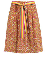 A Line Summer Skirt with Bold Print and Belt