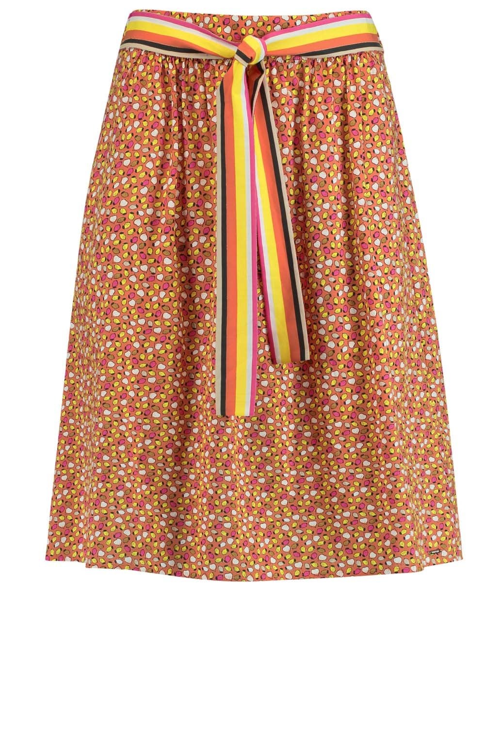 A Line Summer Skirt with Bold Print and Belt