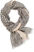 Beige & Black Patterned Scarf