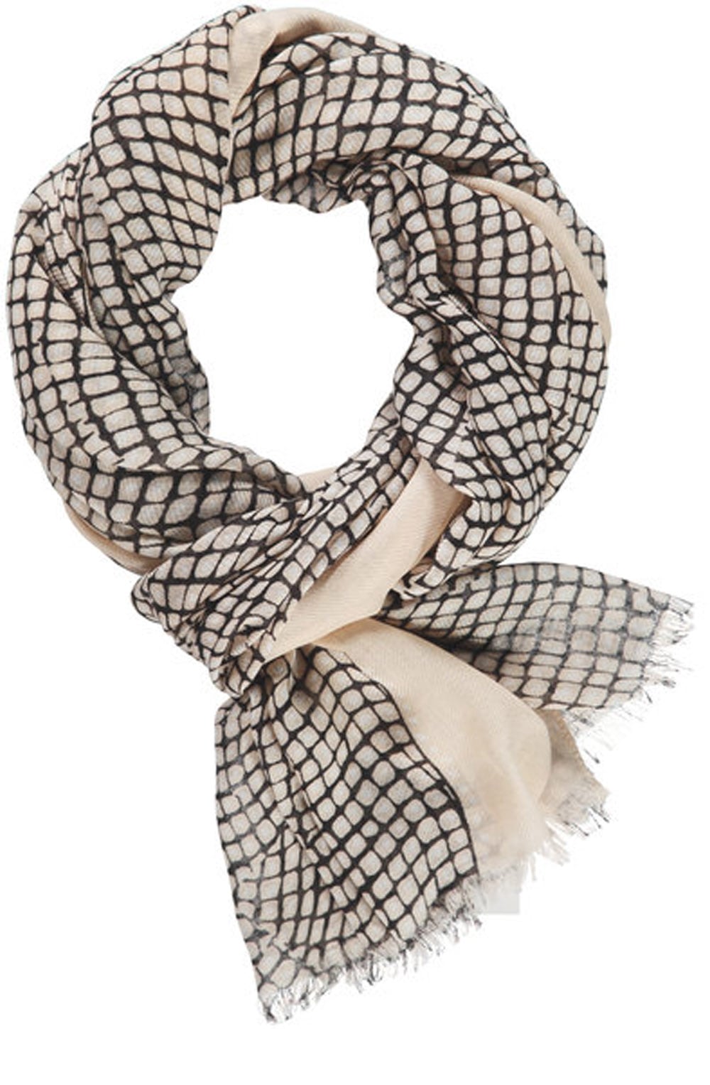Beige & Black Patterned Scarf