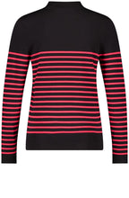 Black and Cherry Red Striped Jumper