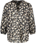 Black and Creme Floral Sleeve Blouse