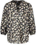 Black and Creme Floral Sleeve Blouse