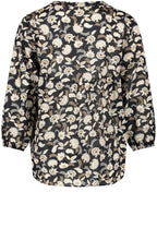 Black and Creme Floral Sleeve Blouse