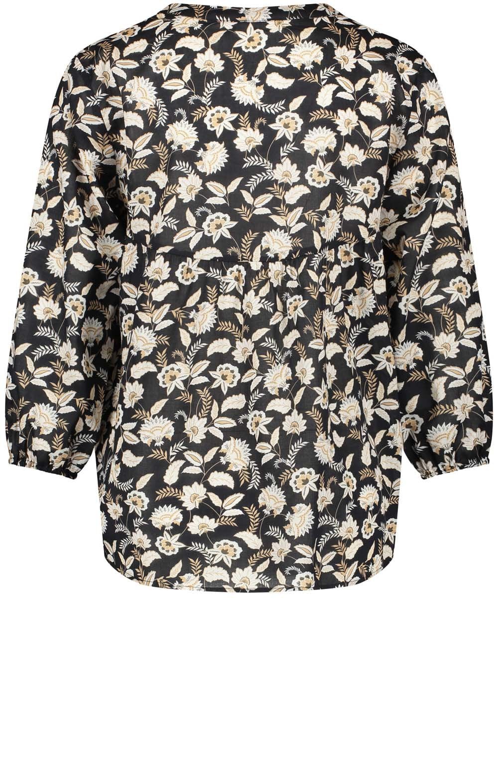 Black and Creme Floral Sleeve Blouse