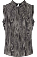Black and Creme High Neck Silky Blouse