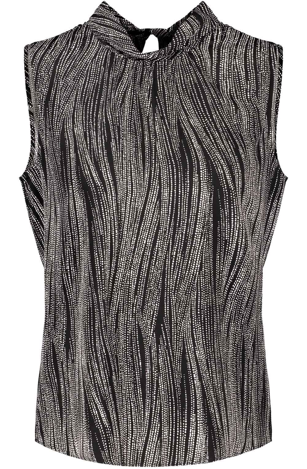 Black and Creme High Neck Silky Blouse