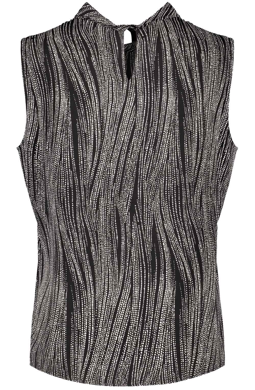 Black and Creme High Neck Silky Blouse