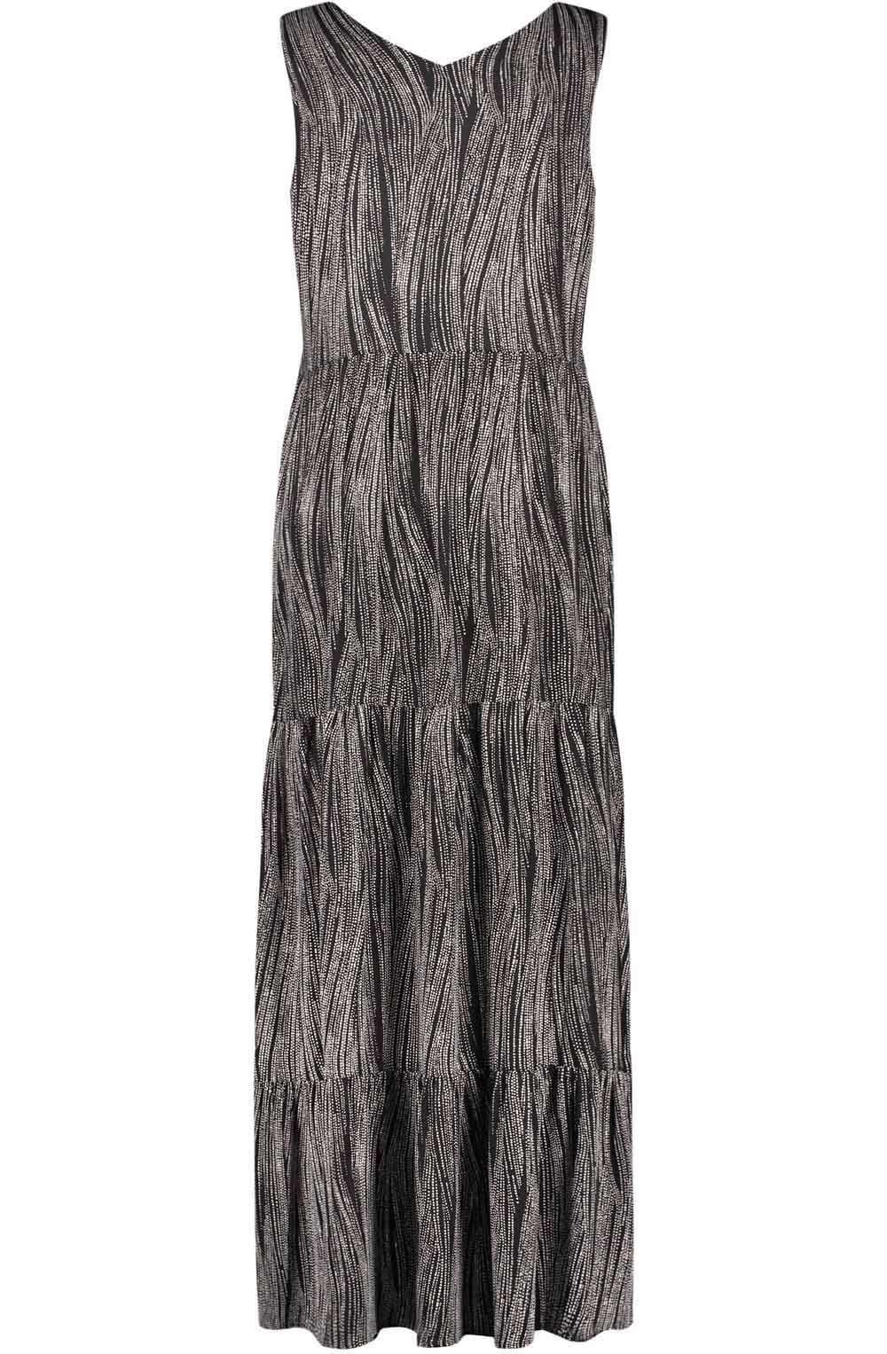 Black and Creme Tiered Maxi Dress
