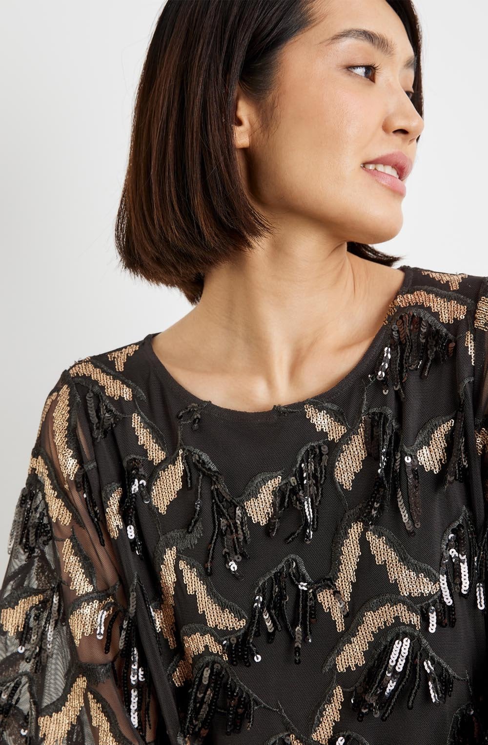 Black and Gold Sequin Dress
