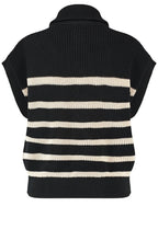 Black and Oatmeal Sleeveless Zip Neck Jumper
