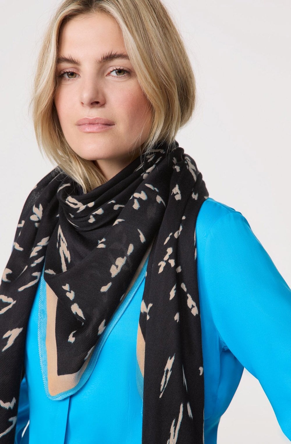 Black and Peacock Blue Scarf