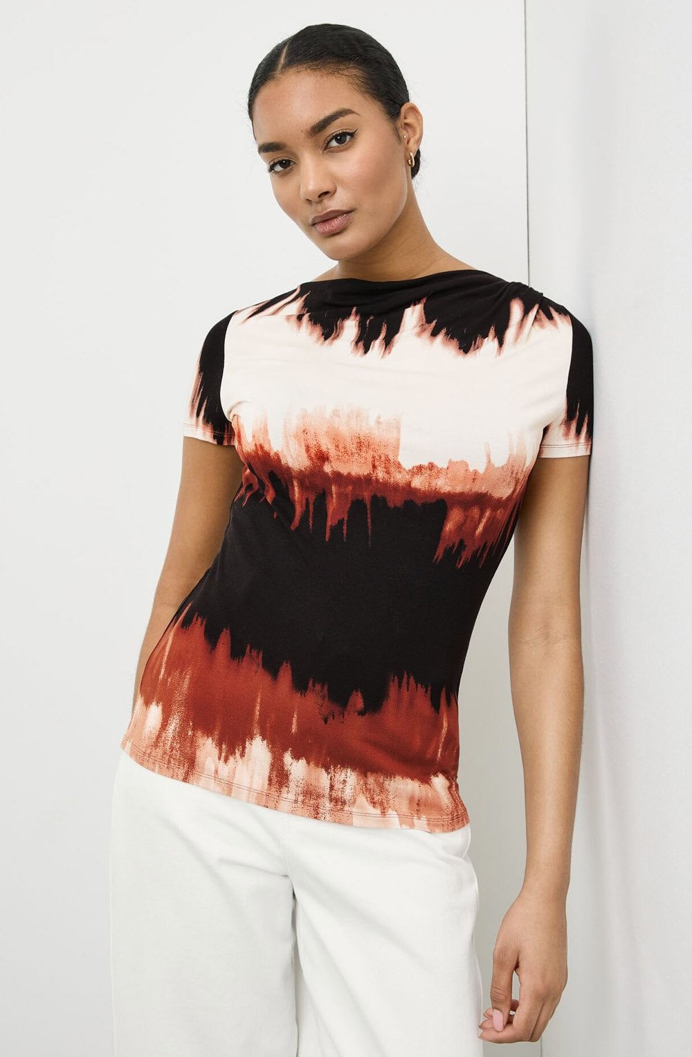 Black and Savannah Abstract Jersey Top