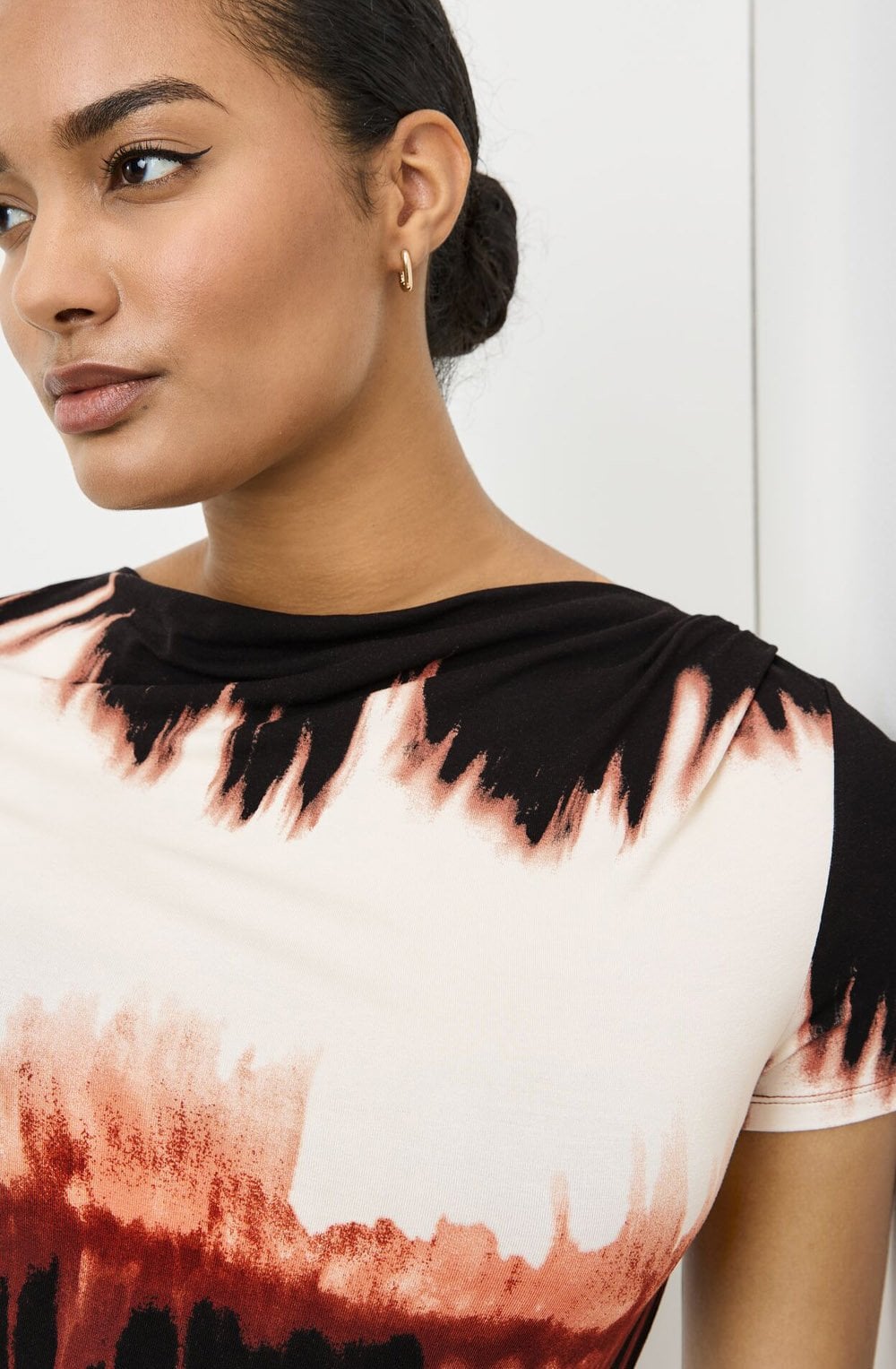 Black and Savannah Abstract Jersey Top