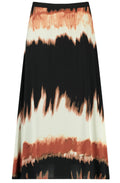Black and Savannah Flared Midi Skirt