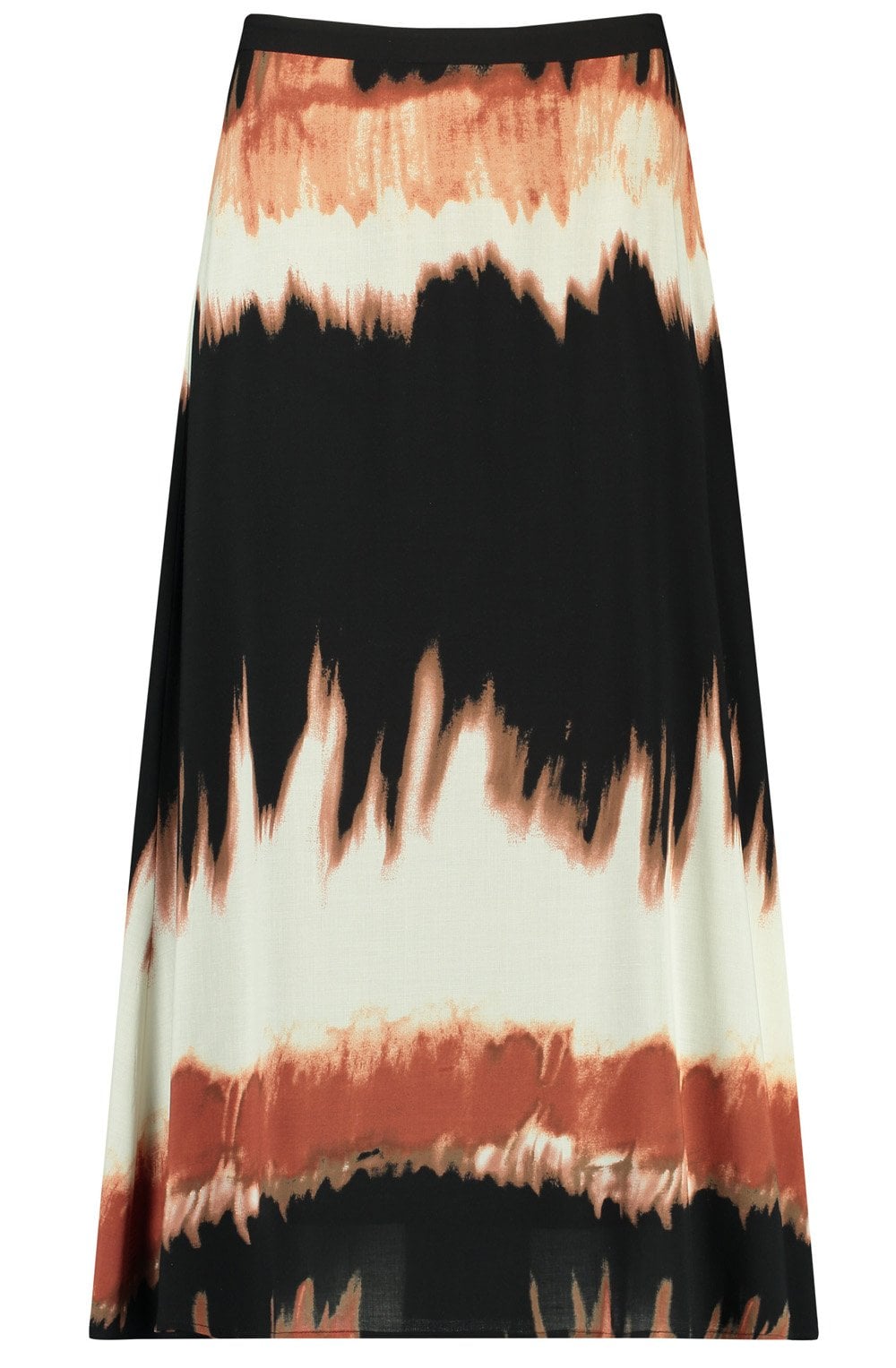 Black and Savannah Flared Midi Skirt