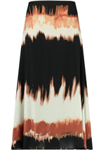Black and Savannah Flared Midi Skirt