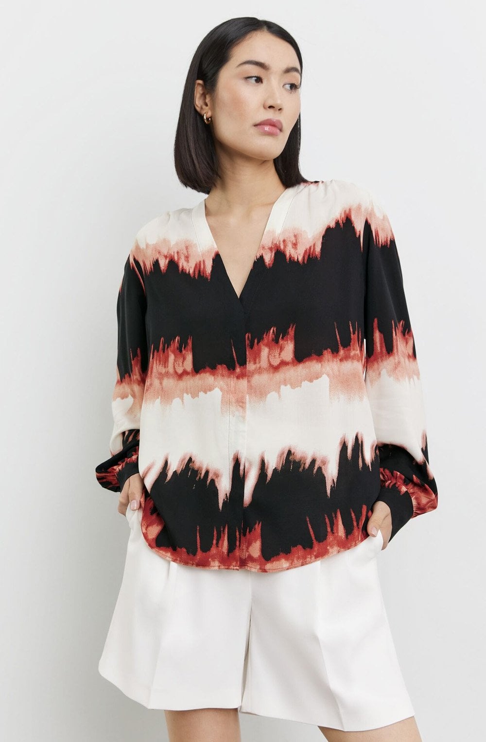 Black and Savannah Flowing Blouse