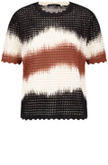 Black and Savannah Openwork Knitted Top