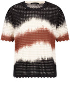 Black and Savannah Openwork Knitted Top