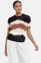 Black and Savannah Openwork Knitted Top
