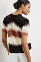 Black and Savannah Openwork Knitted Top