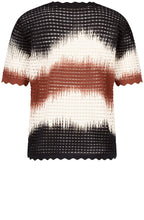 Black and Savannah Openwork Knitted Top
