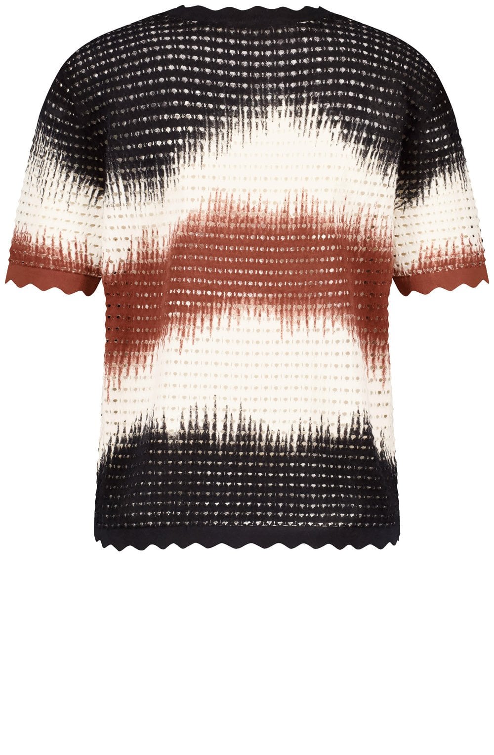 Black and Savannah Openwork Knitted Top