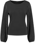 Black Blouse with Pleated Sleeves