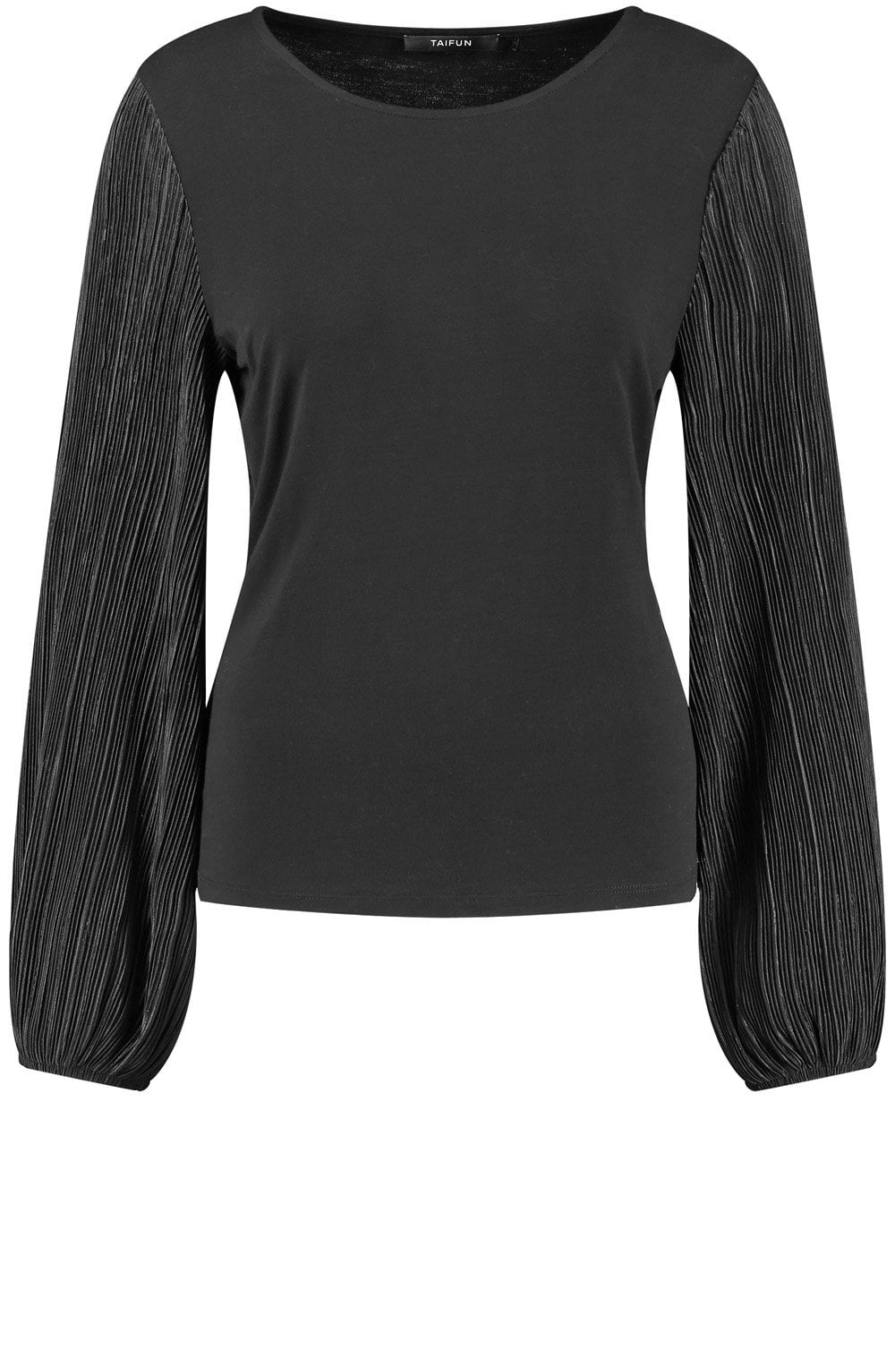 Black Blouse with Pleated Sleeves