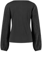 Black Blouse with Pleated Sleeves