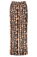 Black Bold Print Silky Palazzo Trousers