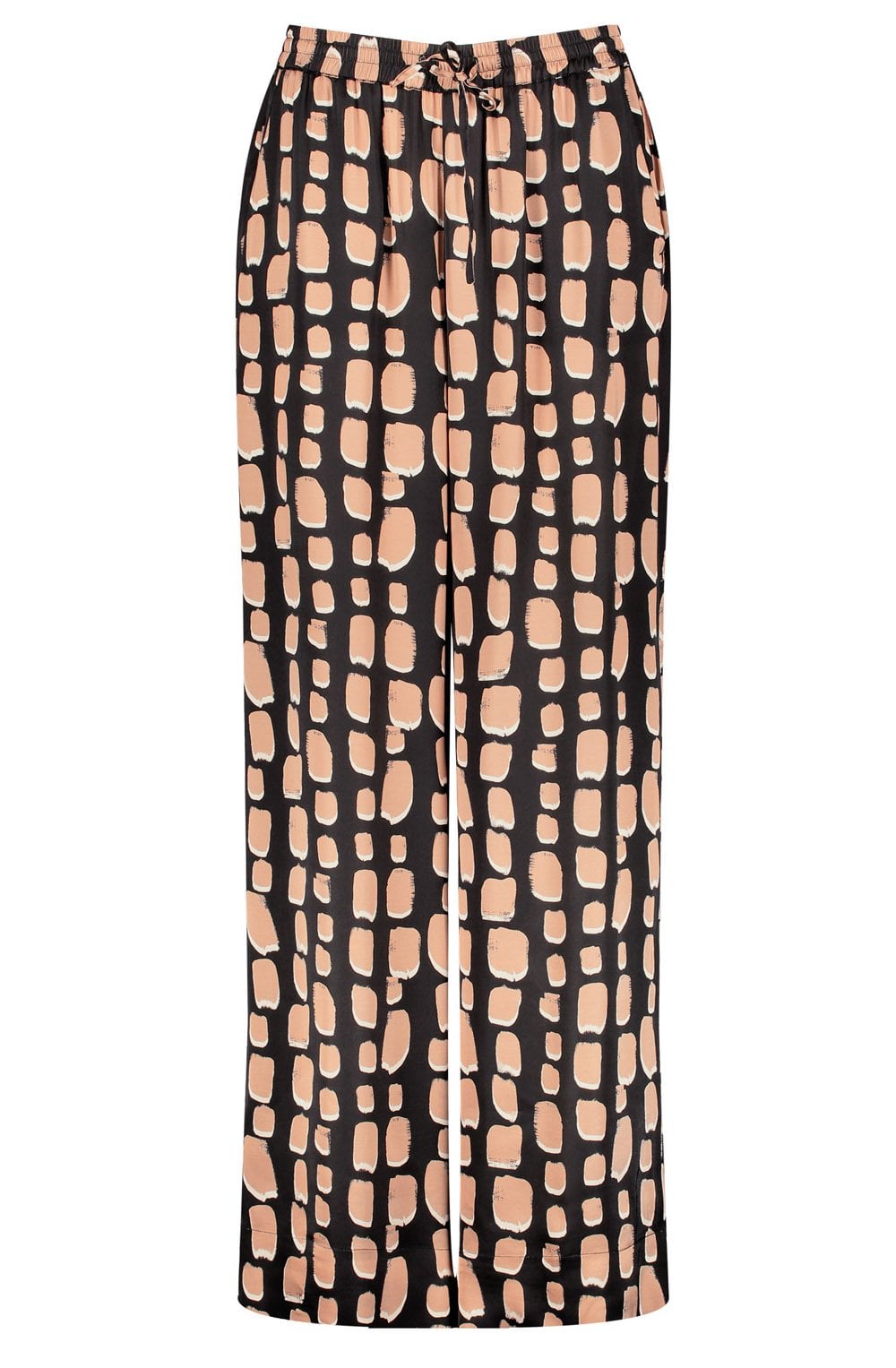 Black Bold Print Silky Palazzo Trousers