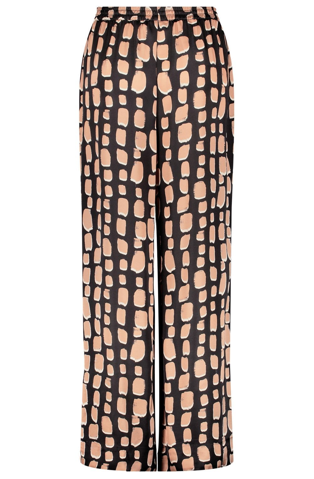 Black Bold Print Silky Palazzo Trousers