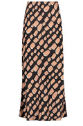 Black Bold Print Silky Skirt