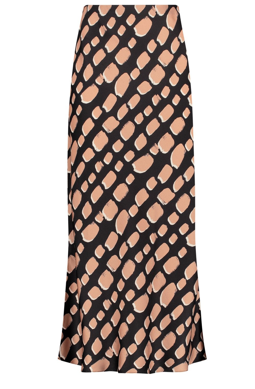 Black Bold Print Silky Skirt