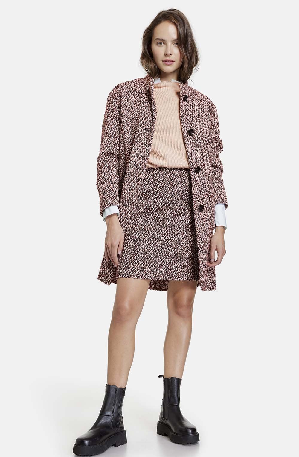 Black Cherry Bouclé Effect Coat