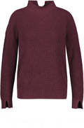 Black Cherry High Neck Ribbed Jumper