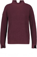 Black Cherry High Neck Ribbed Jumper