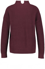 Black Cherry High Neck Ribbed Jumper