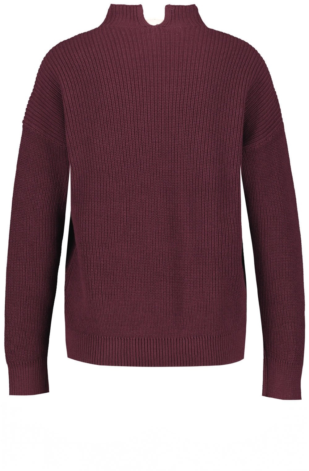 Black Cherry High Neck Ribbed Jumper