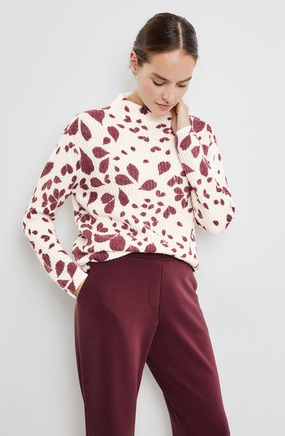 Black Cherry Leaf Print Jumper