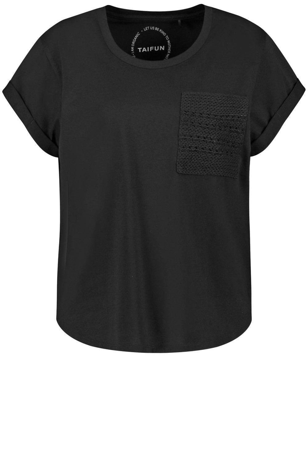 Black Crochet Pocket T Shirt