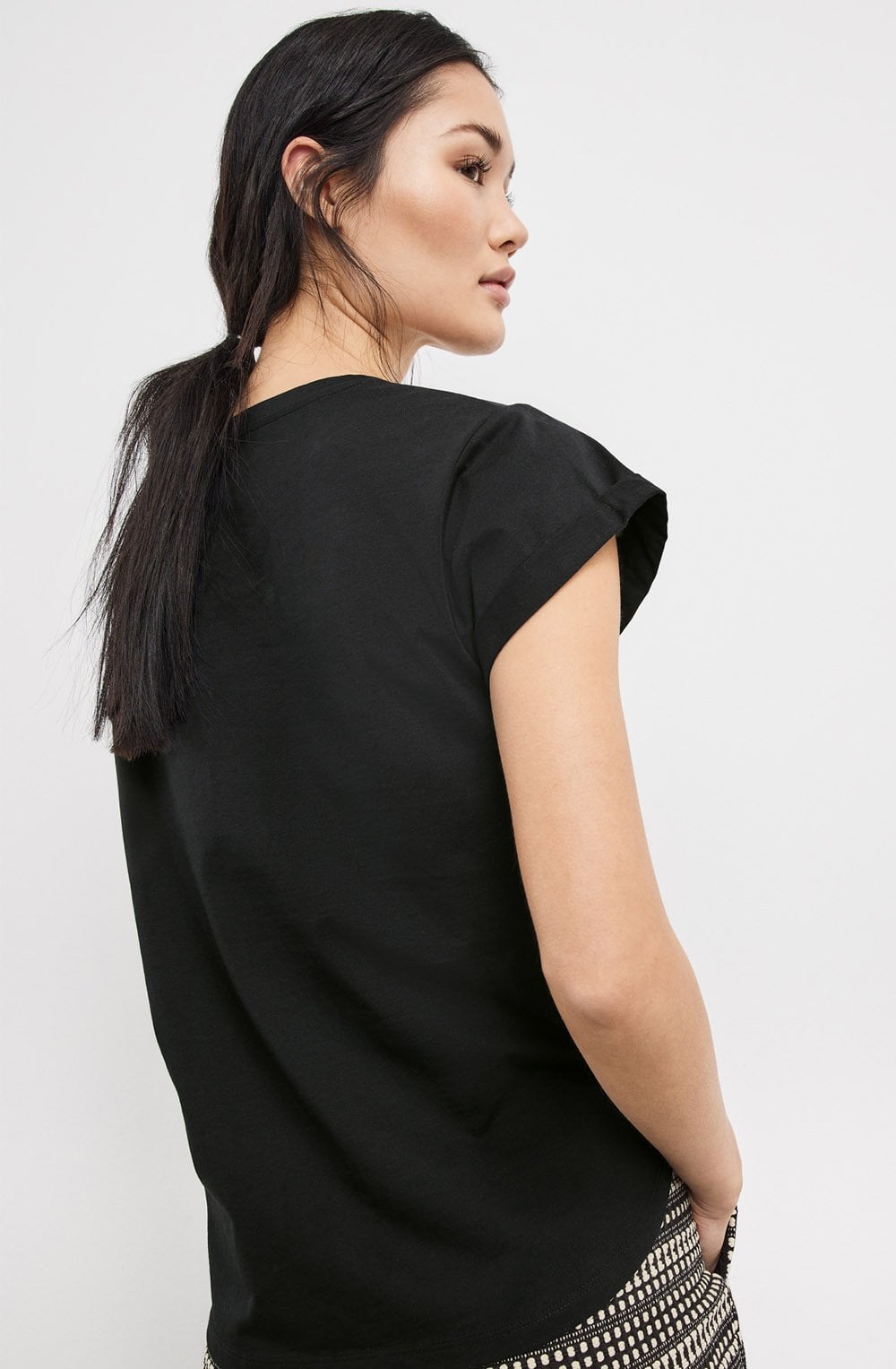 Black Crochet Pocket T Shirt