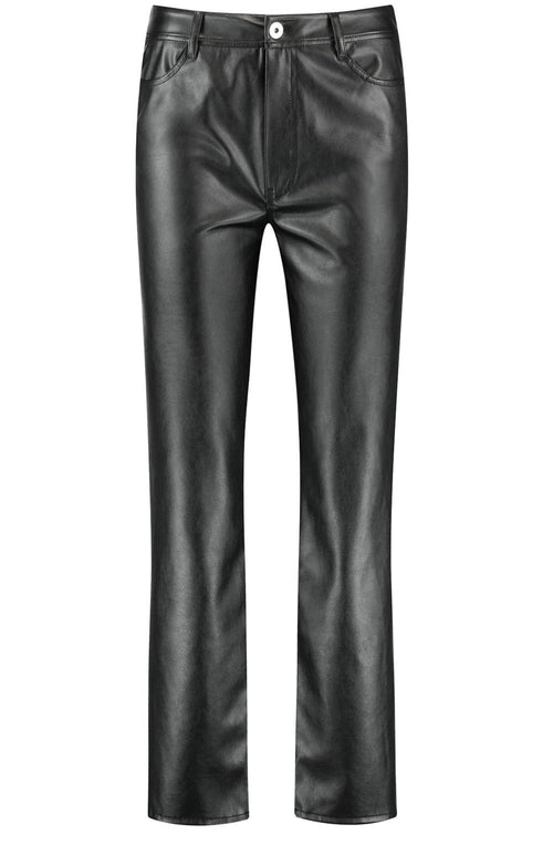 Black Faux Leather Straight Trousers