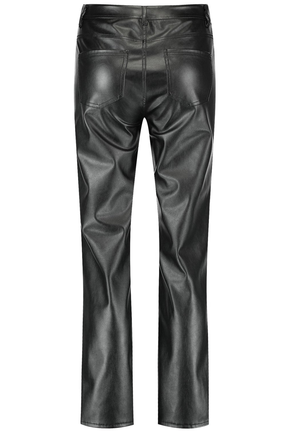 Black Faux Leather Straight Trousers