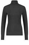 Black Fine Knit Polo Neck Jumper
