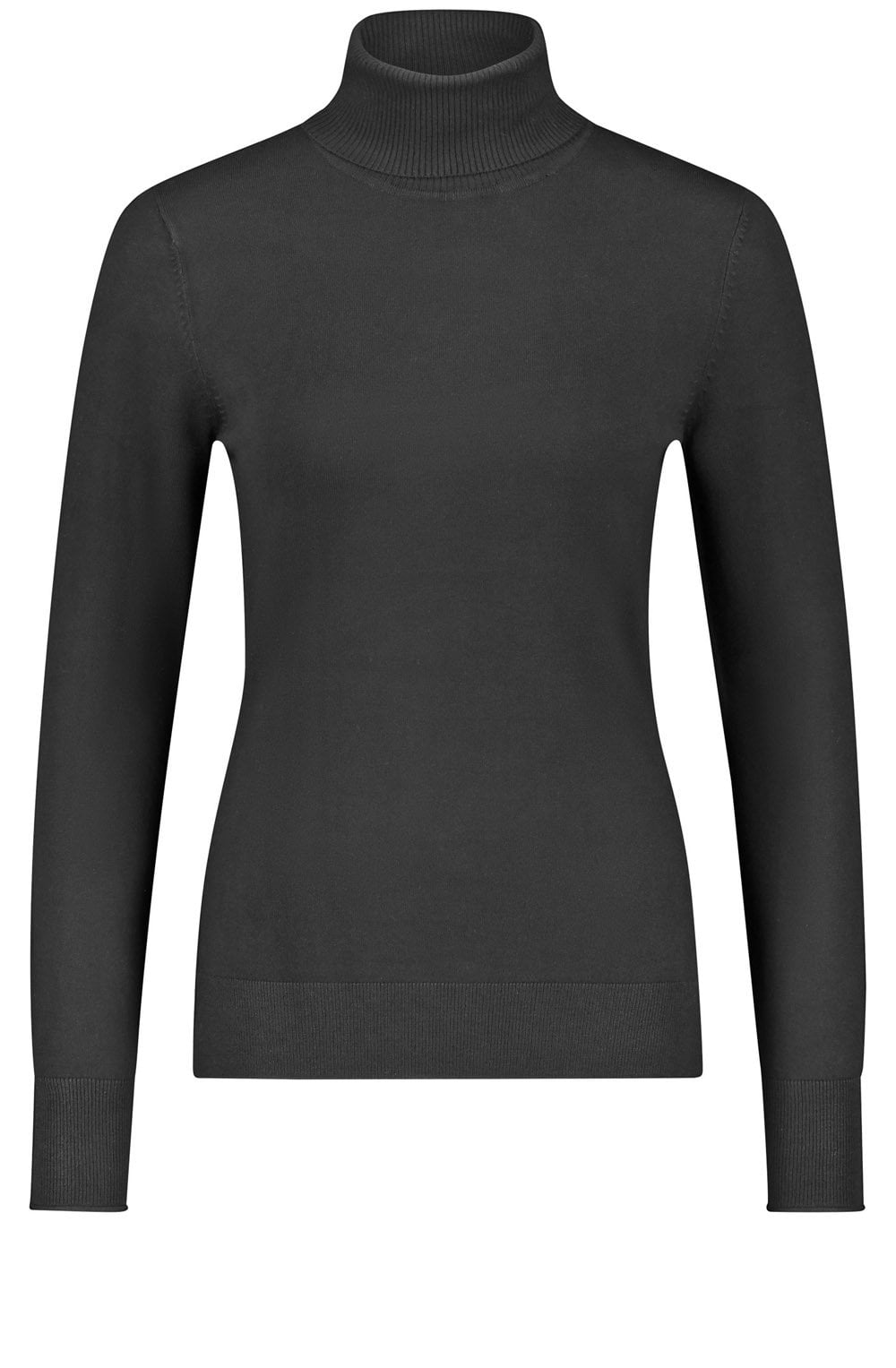 Black Fine Knit Polo Neck Jumper